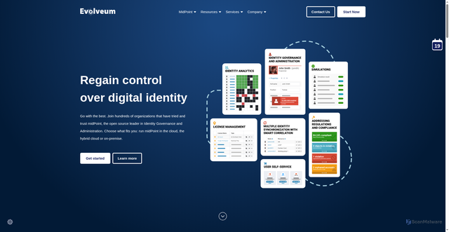 Security scan screenshot of https://evolveum.com