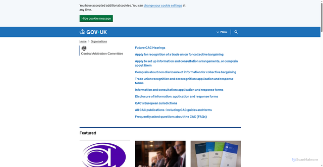 Security scan screenshot of http://www.cac.gov.uk/