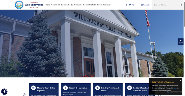 Security scan screenshot of https://willoughbyhills-oh.gov/