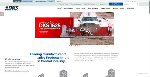 Security scan screenshot of https://doorking.com