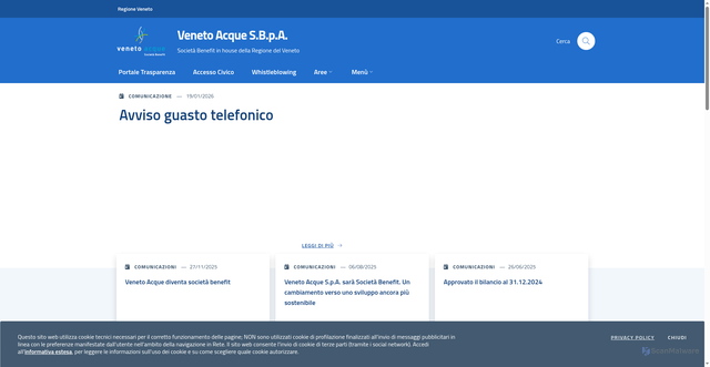 Security scan screenshot of https://www.venetoacque.it/