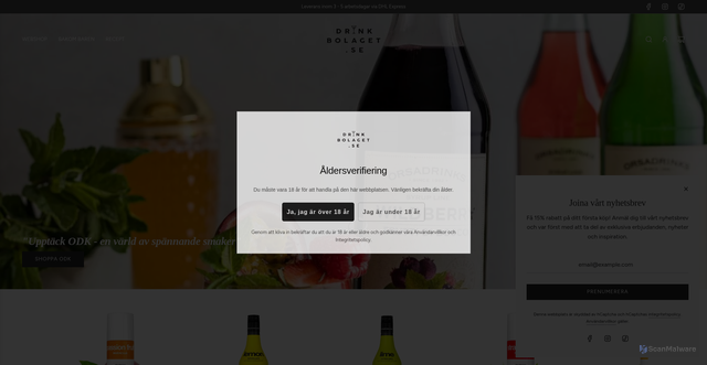 Security scan screenshot of https://drinkbolaget.se