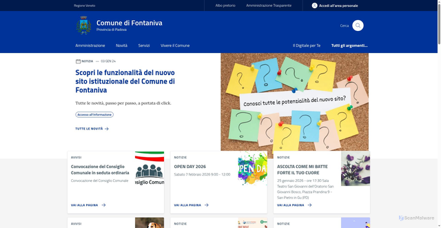 Security scan screenshot of https://www.comune.fontaniva.pd.it/