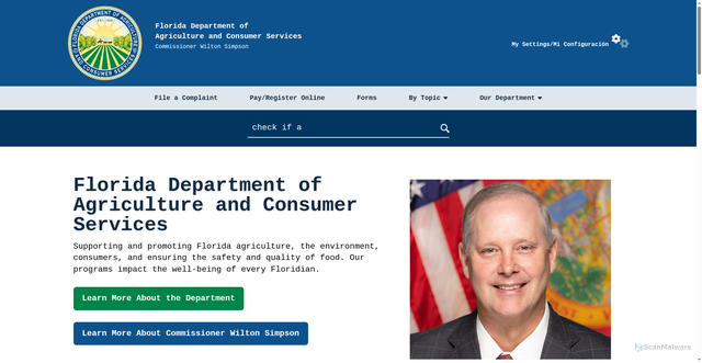 Security scan screenshot of https://www.fdacs.gov/