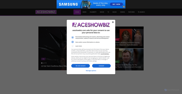 Security scan screenshot of https://aceshowbiz.com