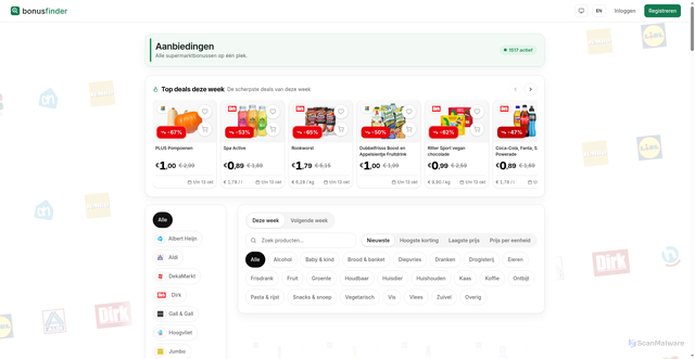 Security scan screenshot of https://bonusfinder.nu