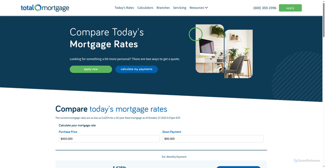 Security scan screenshot of https://www.totalmortgage.com/mortgage-rates