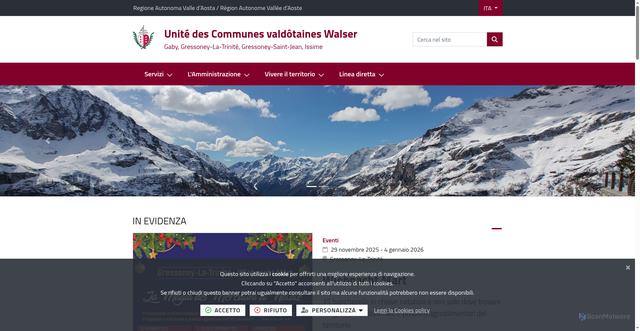 Security scan screenshot of https://www.cm-walser.vda.it/it-it/home
