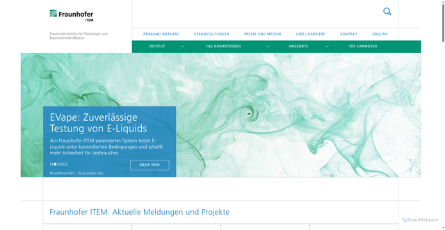 Security scan screenshot of https://www.item.fraunhofer.de/