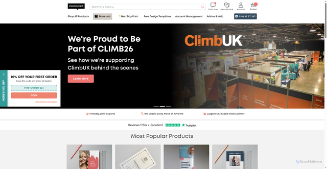 Security scan screenshot of https://instantprint.co.uk