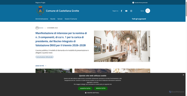 Security scan screenshot of https://www.comune.castellanagrotte.ba.it/it
