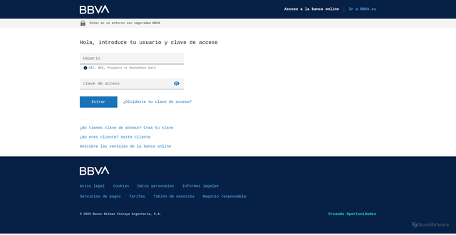 Security scan screenshot of http://bbva.es-accesweb.com/