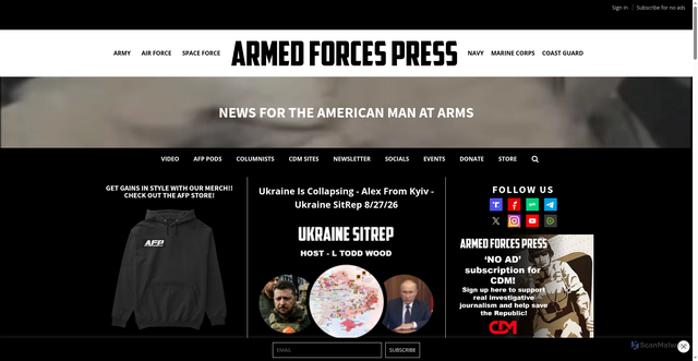 Security scan screenshot of armedforces.press