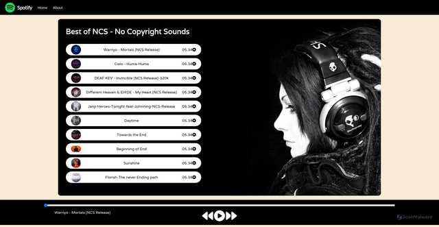 Security scan screenshot of https://spotify-clone-xi-one.vercel.app/
