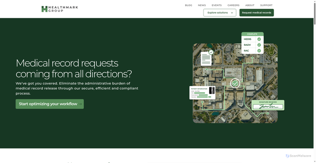 Security scan screenshot of https://healthmark-group.com