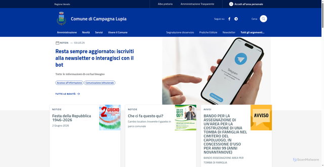 Security scan screenshot of https://www.comune.campagnalupia.ve.it