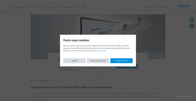 Security scan screenshot of https://festo-pneumatics.se