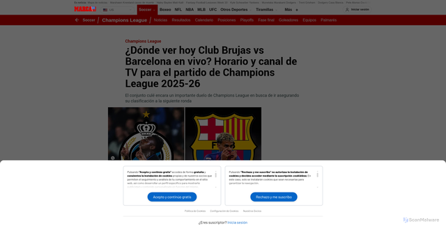 Security scan screenshot of https://us.marca.com/soccer/champions-league/2025/11/04/690a504d46163f754b8b4570.html