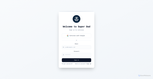 Security scan screenshot of https://super-dad.app/login