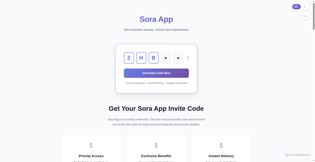 Security scan screenshot of https://sora-invite-system.vercel.app/
