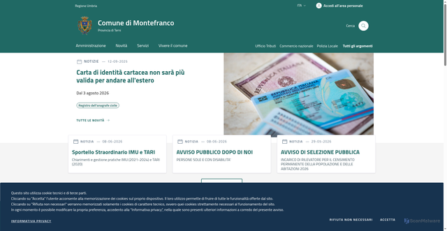 Security scan screenshot of https://www.comune.montefranco.tr.it