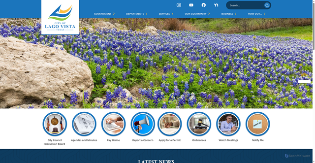 Security scan screenshot of https://lagovistatexas.gov/