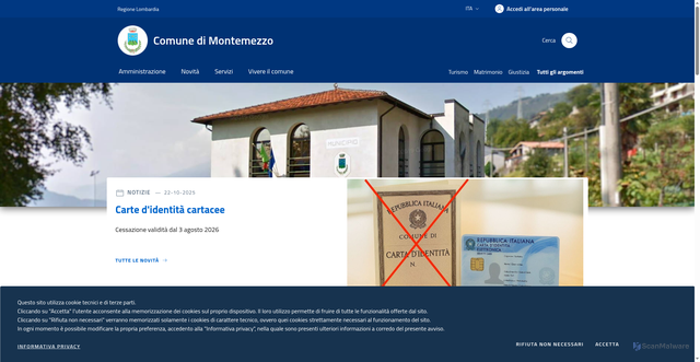 Security scan screenshot of https://comune.montemezzo.co.it/