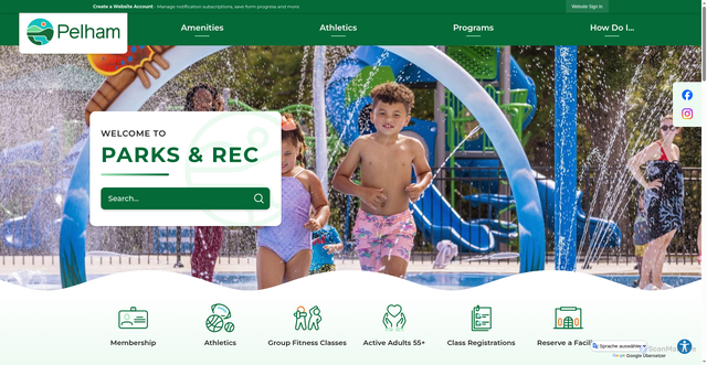 Security scan screenshot of https://pelhamalrecreation.gov/1291/Parks-Recreation