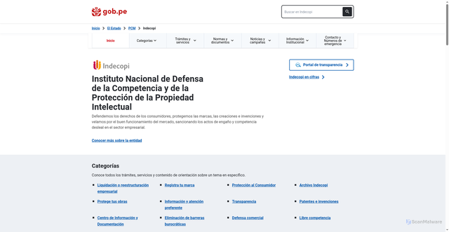 Security scan screenshot of https://indecopi.gob.pe