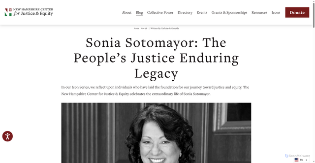 Security scan screenshot of https://nhcje.org/blog/sonia-sotomayor-the-peoples-justice-enduring-legacy