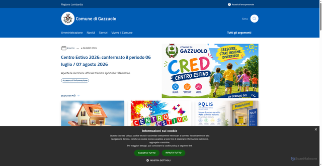 Security scan screenshot of https://www.comune.gazzuolo.mn.it