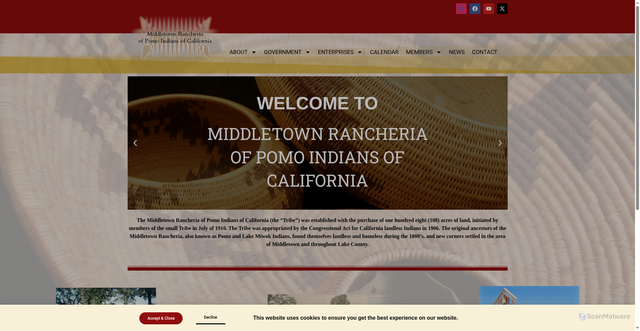 Security scan screenshot of https://middletownrancheria-nsn.gov/