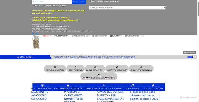 Security scan screenshot of https://www.ordineavvocati.cz.it/index.php?lang=it