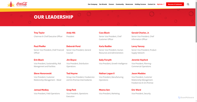 Security scan screenshot of https://cokeflorida.com/about/leadership/