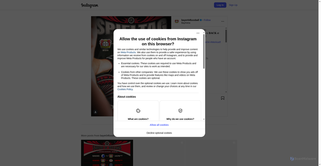 Security scan screenshot of https://www.instagram.com/bayer04fussball/p/DPQe-OBj0Zy/