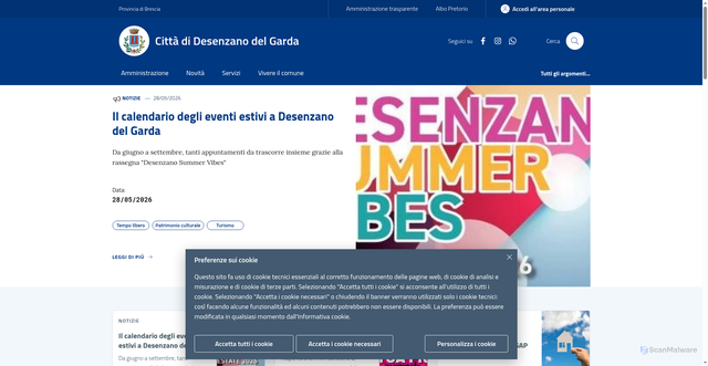 Security scan screenshot of https://www.comune.desenzano.brescia.it