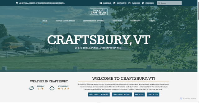 Security scan screenshot of https://craftsbury.gov/