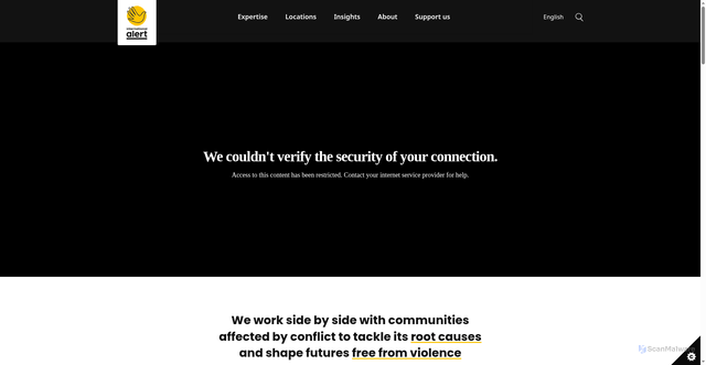 Security scan screenshot of https://international-alert.org