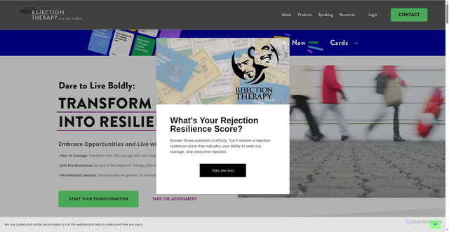 Security scan screenshot of https://www.rejectiontherapy.com/