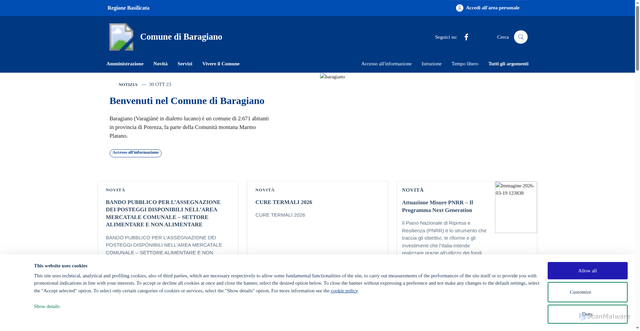 Security scan screenshot of https://www.comune.baragiano.pz.it