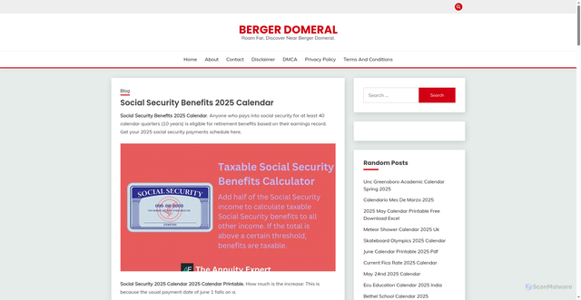 Security scan screenshot of https://bergerdomeral.pages.dev/brgruws-social-security-benefits-2025-calendar-dmrllvlx/