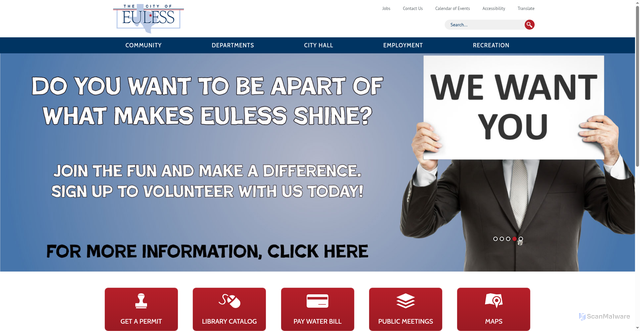 Security scan screenshot of https://www.eulesstx.gov/