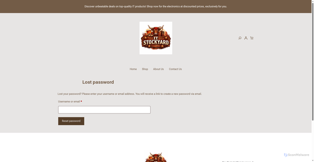 Security scan screenshot of https://itstockyard.com/my-account/lost-password/