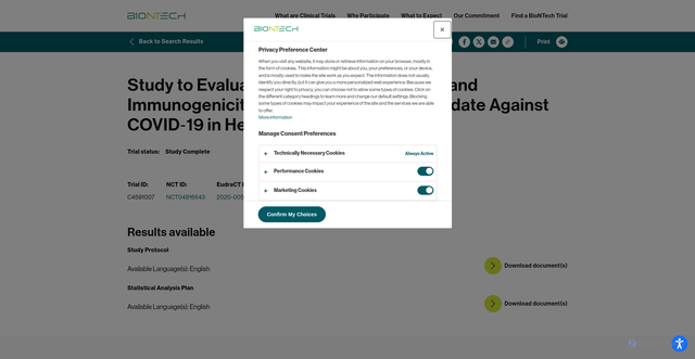 Security scan screenshot of https://clinicaltrials.biontech.com/trials/C4591007