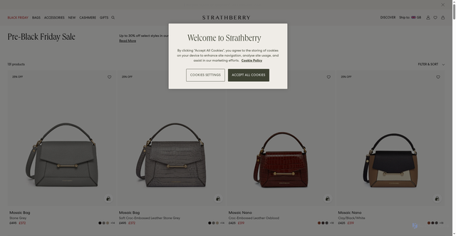 Security scan screenshot of https://www.strathberry.com/collections/black-friday