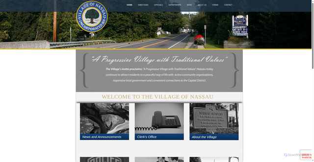 Security scan screenshot of https://www.villageofnassau.gov/