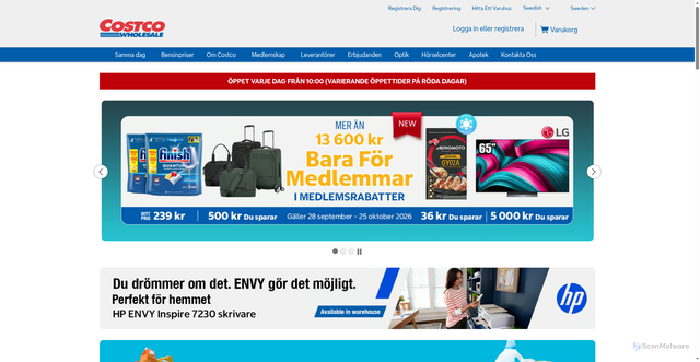 Security scan screenshot of https://costco.se