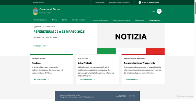 Security scan screenshot of https://www.comune.teora.av.it