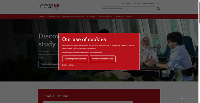Security scan screenshot of https://www.lancaster.ac.uk/