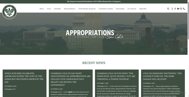 Security scan screenshot of http://appropriations.house.gov/